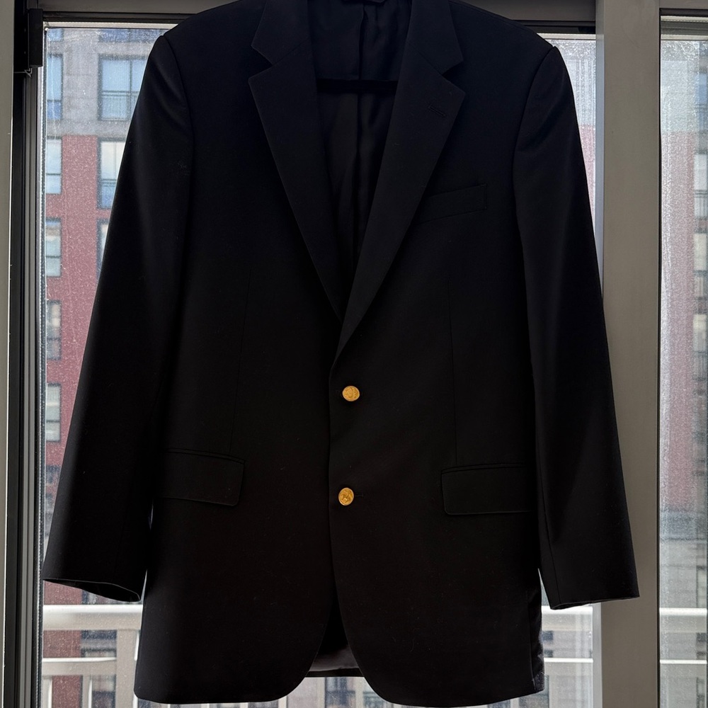 Men's Classic Brooks Brothers Blue Blazer with Gold Buttons